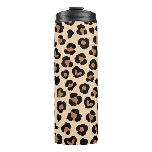 Tierdruck, Braunleopard, Geparden, Herz Thermosbecher (Vorderseite)