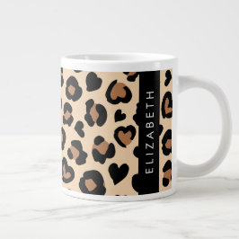 Tierdruck, Braunleopard, Herz, Ihr Name Jumbo-Tasse