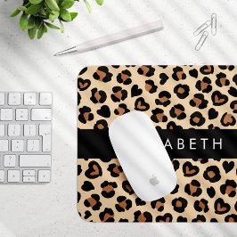 Tierdruck, Braunleopard, Herz, Ihr Name Mousepad