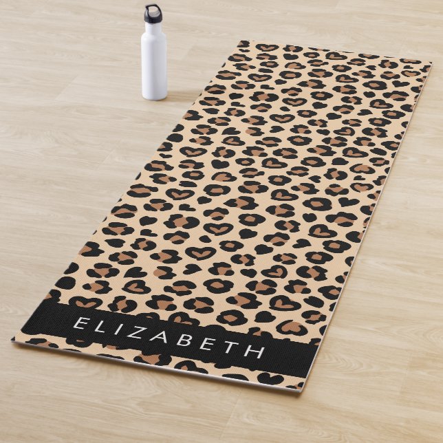 Tierdruck, Braunleopard, Herz, Ihr Name Yogamatte (Beispiel)