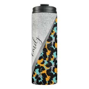 Tierdruck Glanz Monogramm Name Thermosbecher