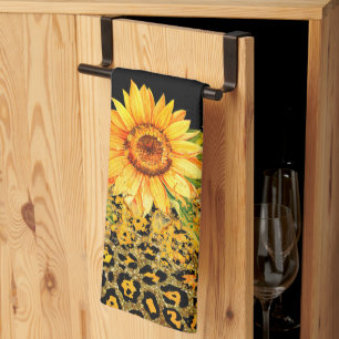 Tierdruck Glitter und Sonnenblumen Geschirrtuch