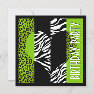 Tierdruck-Grün-Leopardschwarzweiss-Zebra Einladung