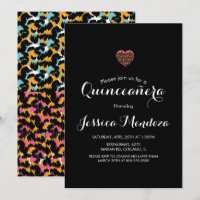 Tierdruck-Herz-Quinceañera-Süße-16-Einladung