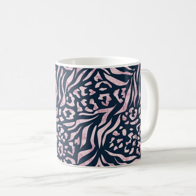 Tierdruck, Leopard, Tiger, Blau, Rosa, Haut, Kaffeetasse (VorderseiteRechts)