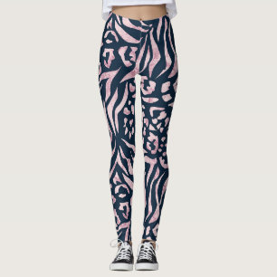 Tierdruck, Leopard, Tiger, Blau, Rosa, Haut, Leggings