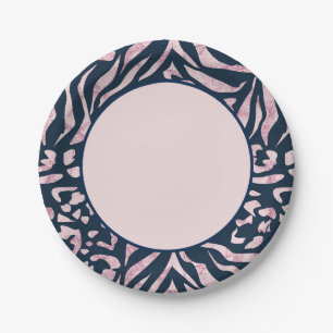 Tierdruck, Leopard, Tiger, Blau, Rosa, Haut, Pappteller