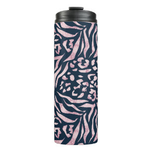 Tierdruck, Leopard, Tiger, Blau, Rosa, Haut Thermosbecher