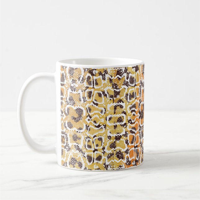 Tierdruck, Leopardtextur, Schlange pa Kaffeetasse (Links)