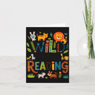 Tierdruck lese ein Buch Charakter Kinder wild darü Karte