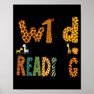 Tierdruck lese ein Buch Charakter Kinder wild darü Poster