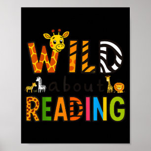 Tierdruck lese ein Buch Charakter Kinder wild darü Poster