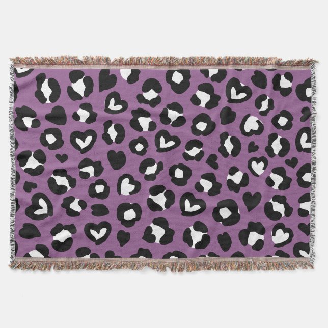 Tierdruck, Lila Leopard, Geparden, Herz Decke (Vorderseite)