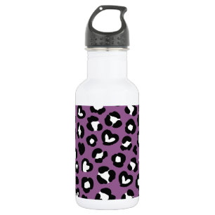 Tierdruck, Lila Leopard, Geparden, Herz Edelstahlflasche