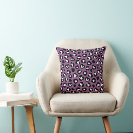 Tierdruck, Lila Leopard, Geparden, Herz Kissen