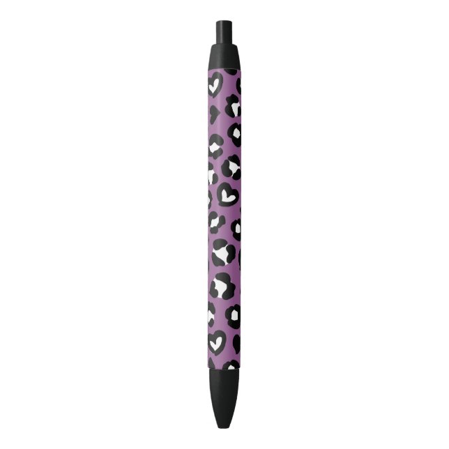 Tierdruck, Lila Leopard, Geparden, Herz Kugelschreiber (Vorderseite Vertikal)