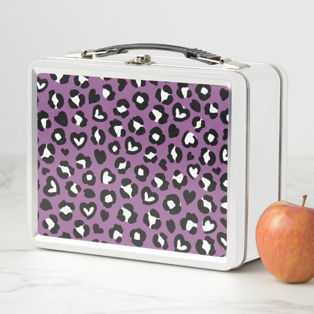 Tierdruck, Lila Leopard, Geparden, Herz Metall Brotdose (Beispiel)