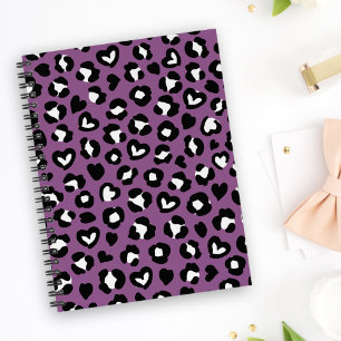 Tierdruck, Lila Leopard, Geparden, Herz Notizbuch