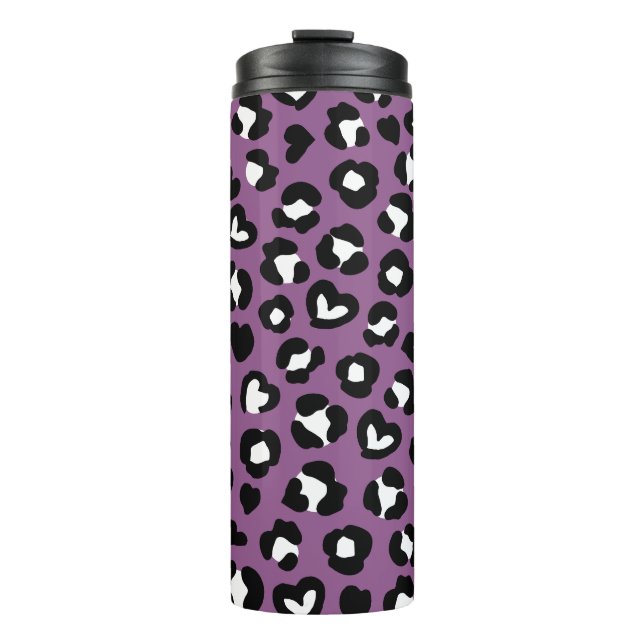 Tierdruck, Lila Leopard, Geparden, Herz Thermosbecher (Vorderseite)