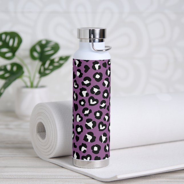 Tierdruck, Lila Leopard, Geparden, Herz Trinkflasche (Yoga)