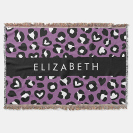 Tierdruck, Lila Leopard, Herz, Ihr Name Decke