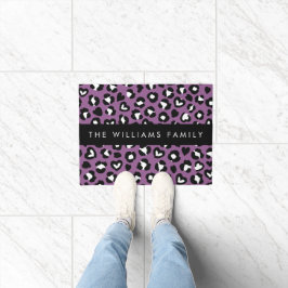 Tierdruck, Lila Leopard, Herz, Ihr Name Fußmatte