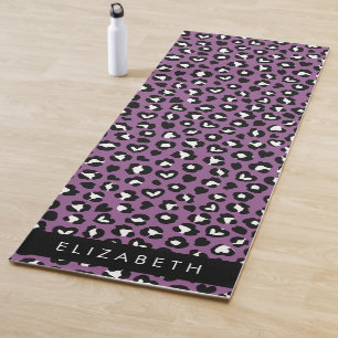 Tierdruck, Lila Leopard, Herz, Ihr Name Yogamatte