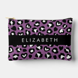 Tierdruck, Lila Leopard, Herz, Ihr Name Zubehörtasche