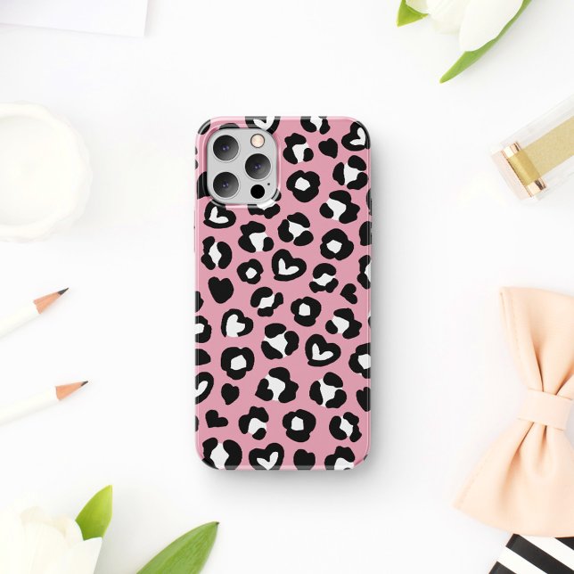 Tierdruck, rosa Leopard, Geparden, Herz Case-Mate iPhone Hülle (Von Creator hochgeladen)