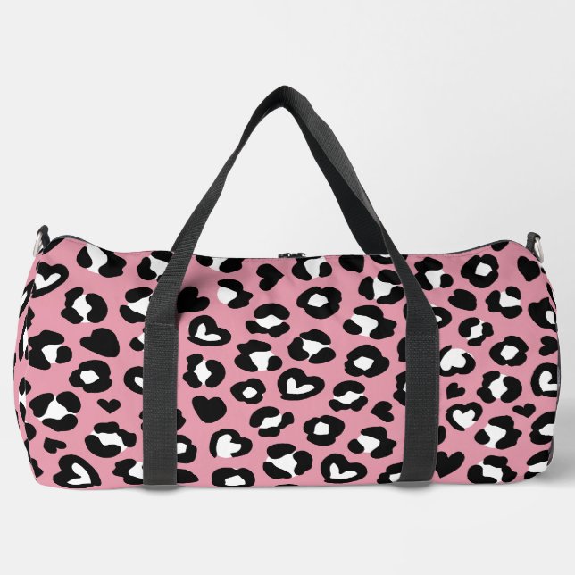 Tierdruck, rosa Leopard, Geparden, Herz Duffle Bag (Vorderseite)