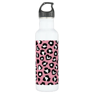 Tierdruck, rosa Leopard, Geparden, Herz Edelstahlflasche