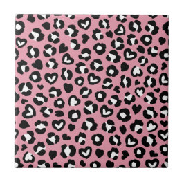 Tierdruck, rosa Leopard, Geparden, Herz Fliese