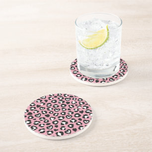 Tierdruck, rosa Leopard, Geparden, Herz Getränkeuntersetzer