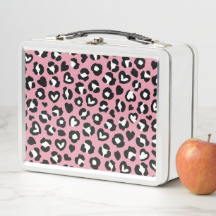Tierdruck, rosa Leopard, Geparden, Herz Metall Brotdose