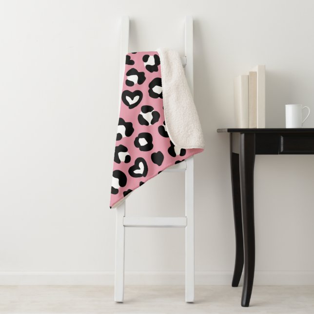 Tierdruck, rosa Leopard, Geparden, Herz Sherpadecke (Beispiel)