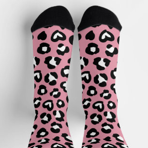 Tierdruck, rosa Leopard, Geparden, Herz Socken