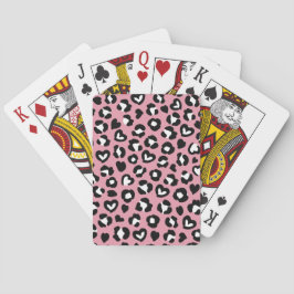 Tierdruck, rosa Leopard, Geparden, Herz Spielkarten