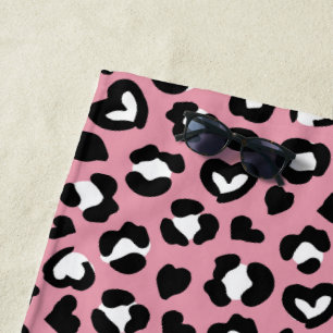 Tierdruck, rosa Leopard, Geparden, Herz Strandtuch