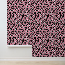 Tierdruck, rosa Leopard, Geparden, Herz Tapete