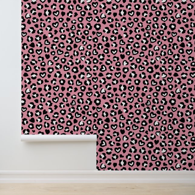 Tierdruck, rosa Leopard, Geparden, Herz Tapete (Anwendung)