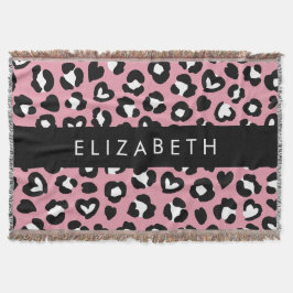 Tierdruck, rosa Leopard, Herz, Ihr Name Decke