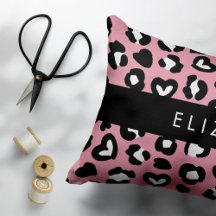 Tierdruck, rosa Leopard, Herz, Ihr Name