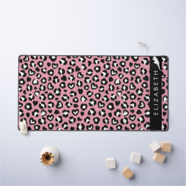 Tierdruck, rosa Leopard, Herz, Ihr Name Schreibtischunterlage