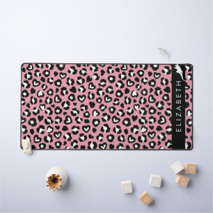 Tierdruck, rosa Leopard, Herz, Ihr Name Schreibtischunterlage