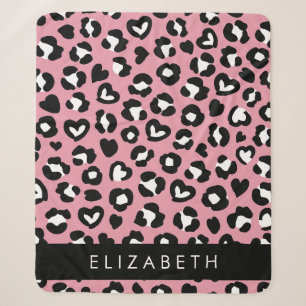 Tierdruck, rosa Leopard, Herz, Ihr Name Sherpadecke