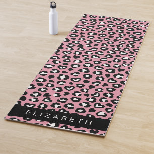 Tierdruck, rosa Leopard, Herz, Ihr Name Yogamatte