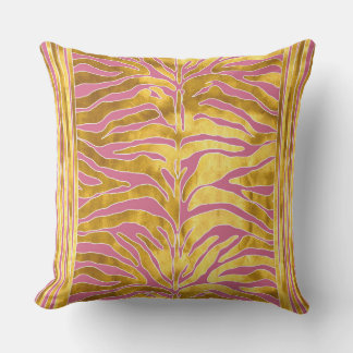 Tierdruck, Tigerstreifen in Gold, rot, weiß Kissen