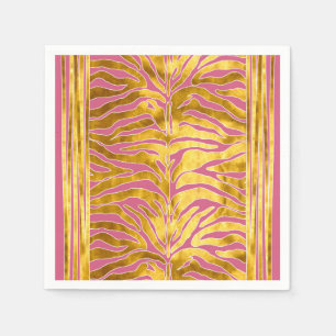 Tierdruck, Tigerstreifen in Gold, rot, weiß Serviette