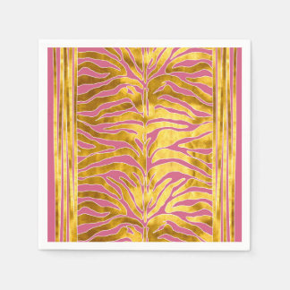 Tierdruck, Tigerstreifen in Gold, rot, weiß Serviette