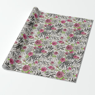 Tierdruck und Rose Geschenkpapier
